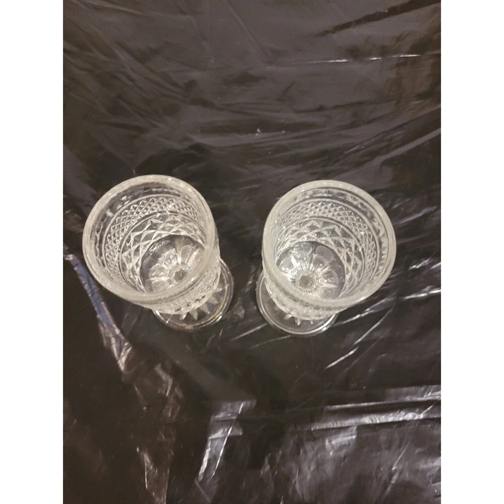 Two Anchor Hocking Wexford Diamond Glass 4.5